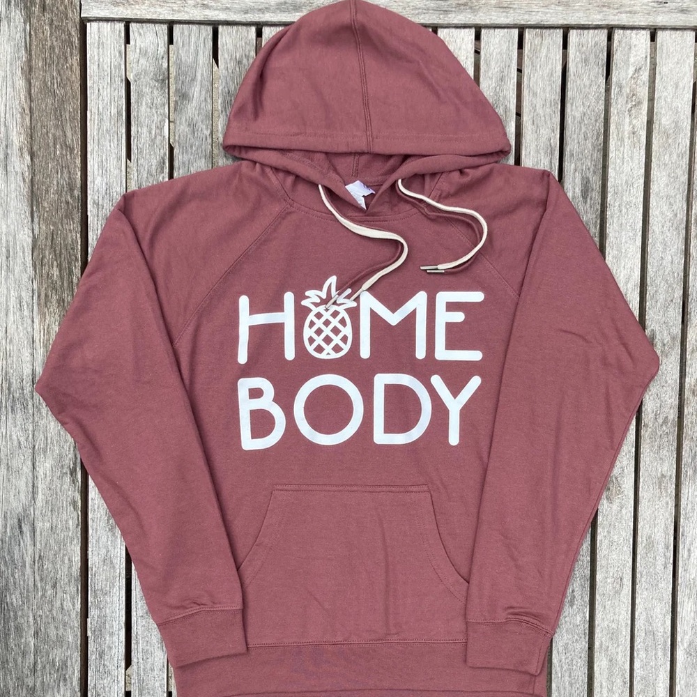 Independent brand maroon home body pineapple hoodie with double strings.